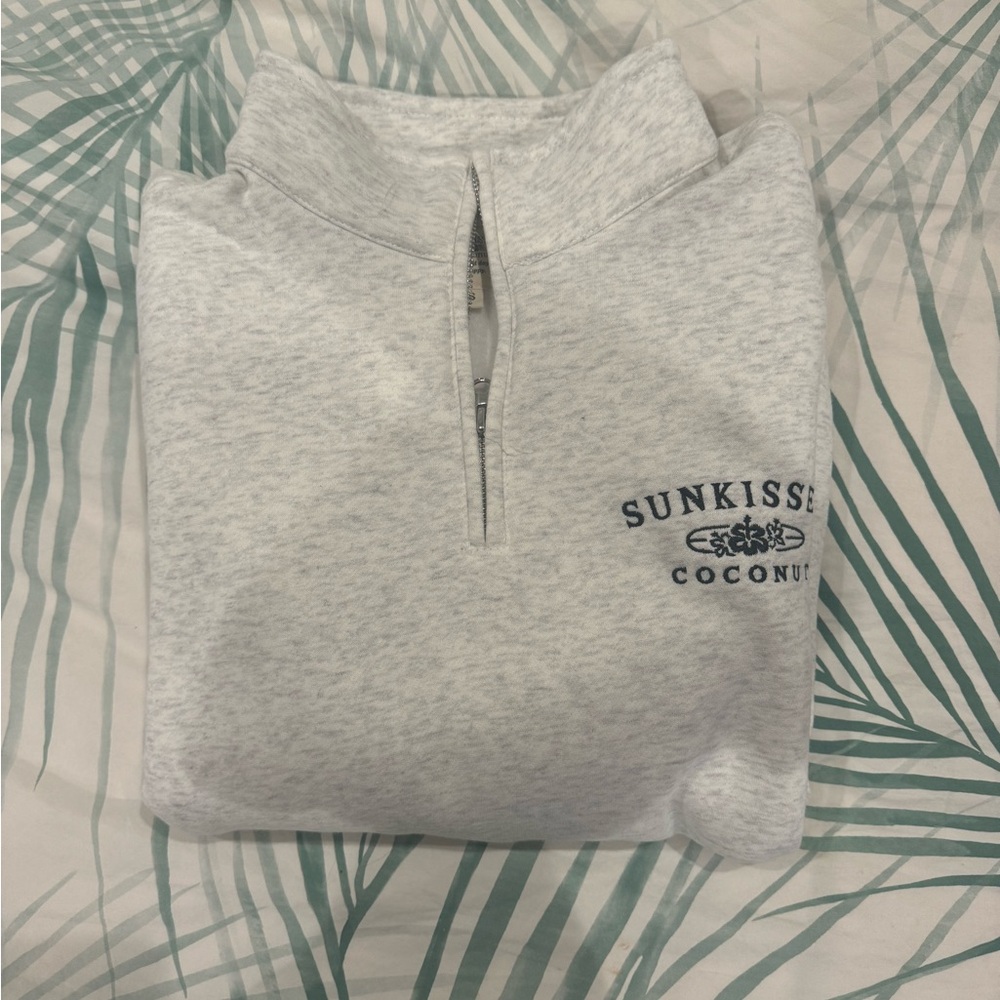 Sunkissed Coconut Oversized Quarter Zip Sweatshirt Size Small